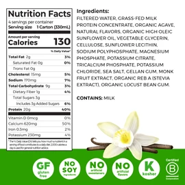 Orgain Clean Protein Shake, Grass Fed Dairy, Vanilla Bean - 20g Whey High Protein, Kosher, Ready to Drink, Low Net Carbs, Gluten Free, No Soy Ingredients, 11 Fl Oz (Pack of 4)