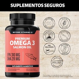 Beyond Vitamins | Omega 3 Salmon Oil | Aceite de Pescado Ultra Concentrado en Ácido Eicosapentaenoico (EPA) y Ácido Docosahexaenoico (DHA)| Aceite Nor