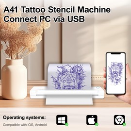 ACETONER ﻿Wireless Tattoo Stencil Printer,Portable Thermal P rinter,Upgrade Wireless Tatoo Printer for Tattoo Artists& Beginners,Compatible with Phone&PC(White)