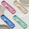 Travel Utensils Set with Case 2 Sets Reusable Wheat Straw