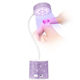 CHRISTINE SHELLY Lámpara de uñas LED UV, mini luz UV para esmalte de uñas de gel, secador de uñas recargable con flash LED, secado rápido, cuello de cisne UV para uñas en el hogar, salón de uñas