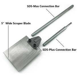 SPKLINE 5 Inch Wide SDS Floor Scraper Set Tile & Thinset Scaling Chisel Thinset Scraper Adhesives Remover Wall Scraper Fits SDS-Plus & SDS-Max Rotary Hammer, Chipping Hammer Drills, Demolition Hammers