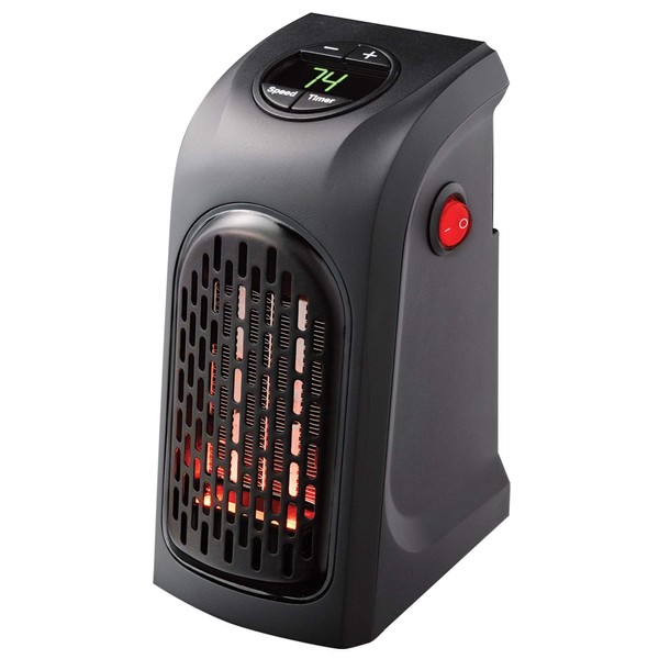 Ontel Handy Heater Plug-In Personal Heater for Quick and Easy Heat, Features Compact Design, Digital Display, and On/Off Timer - Great for Travel