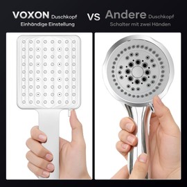 VOXON VOXON Duschkopf mit Schlauch 1,8m, Handbrause Duschbrause Gro?, Duschkopf Wassersparend Hochdruck, Einhand-Einstellung, Brausekopf mit 6 Strahlarten