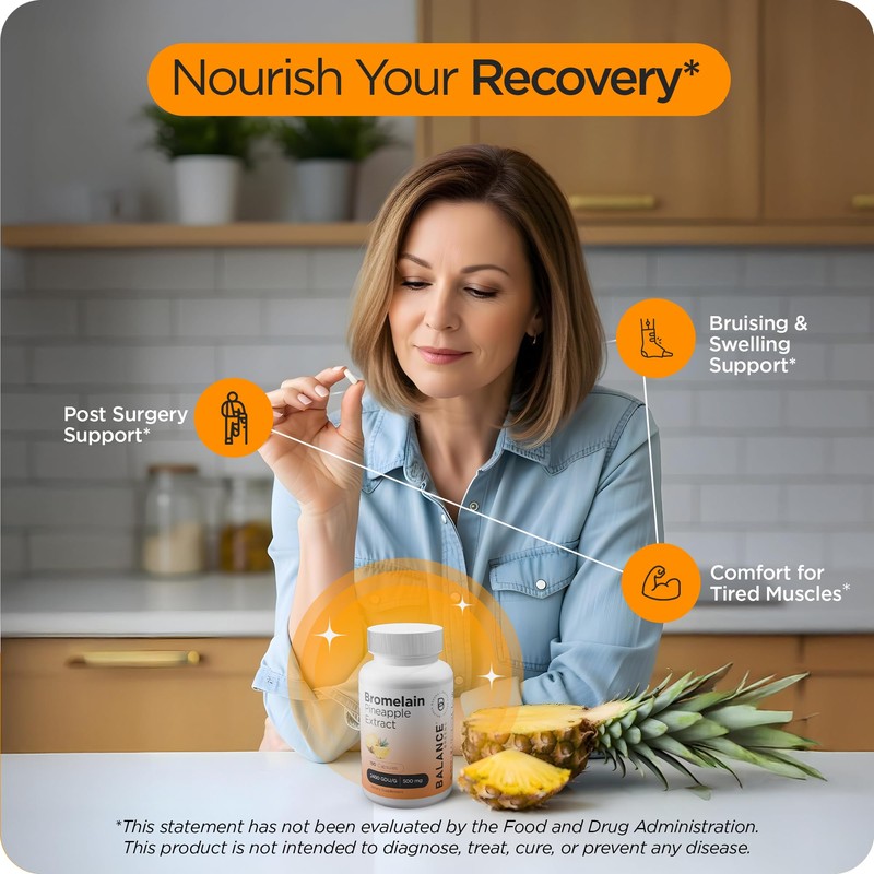 Balancebreens Bromelain 500mg Veggie Caps – 2400 GDU Pineapple Extract