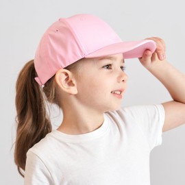 AIDIER Girls' Baseball Cap with Ponytail Hole for Boys Girls from 3-8 Years Adjustable Children's Cap Summer Snapback Cap Outdoor Sun Hat for Boys Girls Golf Peaked Cap White