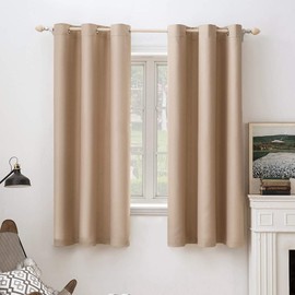 MIULEE Room Darkening Curtains Thermal Insulated Drapes Solid Window Treatment Set Grommet Top Light Blocking Blackout Curtain for Living Room / Bedroom 2 Panels 42 x 63 inch Beige