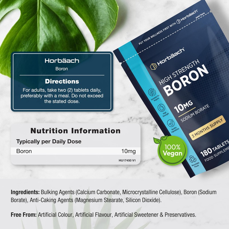 Boron 10mg | High Strength Boron Supplement | 180 Vegan