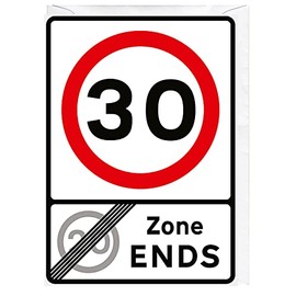 Speed Limit Road Sign - 30 MPH - Birthday Card. Blank Inside