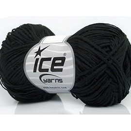 Black Fettuccia Cottonac Fine Yarn - Cotton, Acrylic Blend 50 Gram 191 Yards