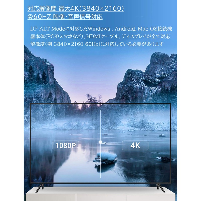 USB Type-C to HDMI Converter Connector, HDMI Type-C, 4K Video