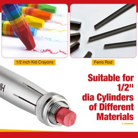 Hiboom 2 Pack Heavy Duty Crayon Holder with Spring D Rings Buckle, Industrial Lumber Crayon Adjustable Metal Holder for 1/2" Round or Hexagonal Crayons, Ferro Rods, or Large Chalk (Silver)