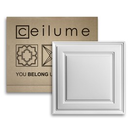 Ceilume Drop Ceiling Tile; 2x2 Ceiling Tiles - Stratford Ultra-Thin Feather-Light - Use in 1" T-Bar Suspended Grid - (White)
