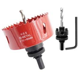 85mm Hole Saw,Drill Bit,LAIWEI Heavy Duty Mandrel Hole Cutter for Drilling Wood, Aluminum Profile, PVC and Other Materials(3-11/32")