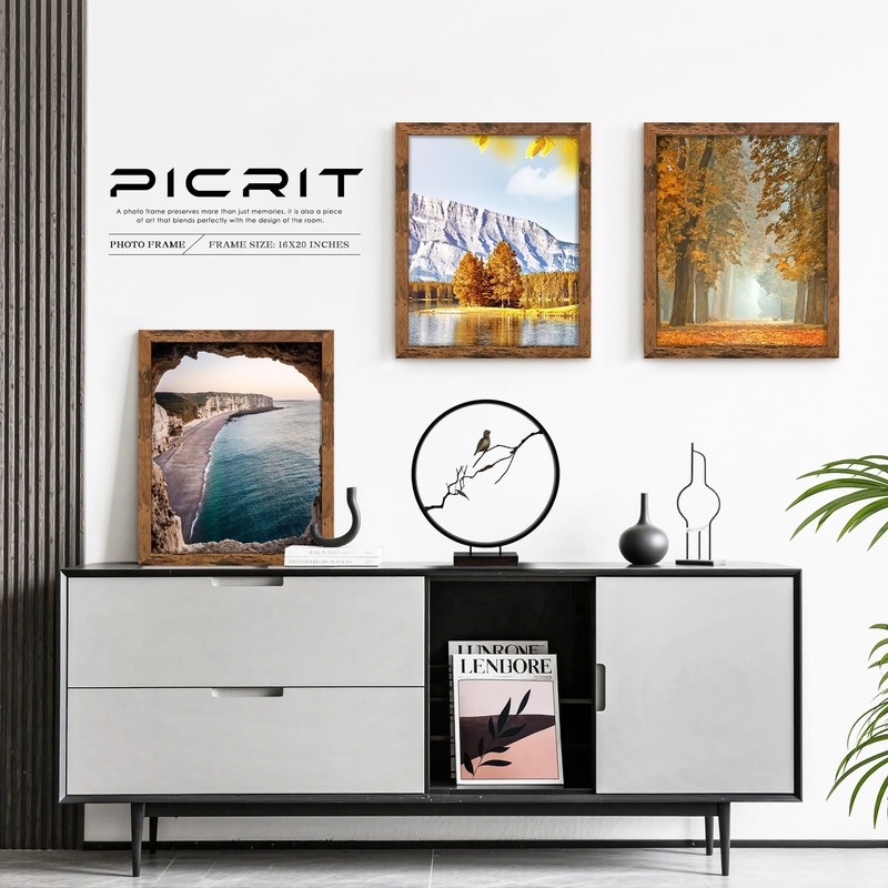 Picrit 16x20 Picture Frame, Photo Frame for Wall Mounting Display,