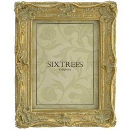 Sixtrees Chelsea 5-250-68 Ornate Vintage Swept Shabby Chic Gold 8x6 inch Photo frame - with Microfibre glass cleaning cloth.