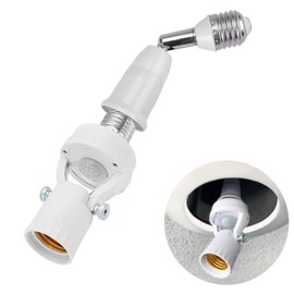 Outdoor Waterproof Motion Sensor Light Socket - Angled Screw-in Adapter with Auto On/Off for E26/E27 Bulbs (Garage, Stairs, Patio)