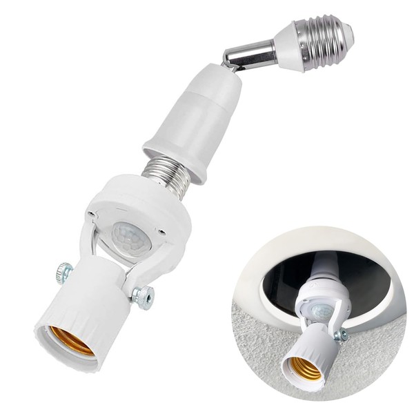 Outdoor Waterproof Motion Sensor Light Socket - Angled Screw-in Adapter