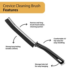 NicheHaus Crevice Cleaning Brush, Gap Cleaning Brush for Tight Spaces, Corners and Hard-to-Reach Areas, Grout Brush, Durable Nylon Bristles, Ergonomic Non-Slip Handle, Ideal for Kitchen and Bathrooms