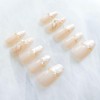 [GLORS] Luxury Pearl Press-on Nails, Long Ballerina Shape, Gold Accented