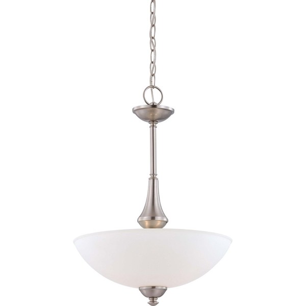 Nuvo Lighting 60/5038 Patton Three Light Pendant 60 Watt A19 Max. Frosted Glass Brushed Nickel Fixture
