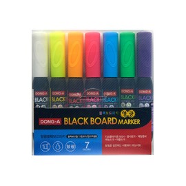 ADDY & PLUSY Dong-A 7Colors Fluorescent Neon Black Menu Pens Set, Acrylic, Window (Green, Orange, White, Yellow, Blue, Pink, Purple)