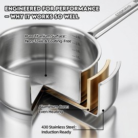 Pure Titanium Pot,2.5qt Saucepan with Lid, Stay-Cool Handle