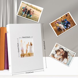 Artmag Fabric Photo Album 4x6 300 Large Capacity for Family Wedding Anniversary Linen Album Holds 300 Horizontal Photos (300 Pockets, White)