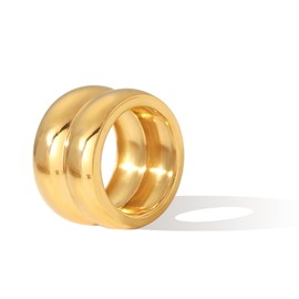 14K Gold Rings for Women Chunky Gold Rings That Don't Tarnish Size 6-10 Statement Rings for Women Chunky Gold Jewelry (Gold, 7)