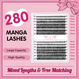 280 Pcs Individual Lashes 40D Mixed Lash Clusters Devil Style Lashes That Look Like Eyelash Extensions Wispy Lashes DIY Individual Lashes At Home (40D-D-8-16mix,Manga)