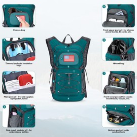 Maelstrom Hydration Backpack, Hiking Backpack with 3L Water Bladder, High Flow Bite Valve Water Backpack Men Women Lightweight Insulation for Hiking, Cycling, Running, Climbing, Camping, Cyan