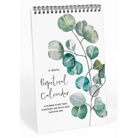 Inkdotpot Greenery Perpetual Calendar, Important Dates to Remember- 6x9 Monthly and Daily Wall Hanging Journal for Special Days- Birthdays- Anniversaries Book Birthday Gift Planner Organizer