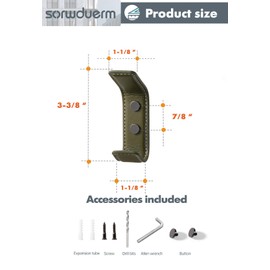 SORWDUERM 2 Pack Green Leather Coat 2 Hooks Wall for Hanging Rectangle Coat Hooks for Hanging Robe Towels Bags Hats Scarf Keys Clothes Suitable for Bedroom, Entryway and Closet