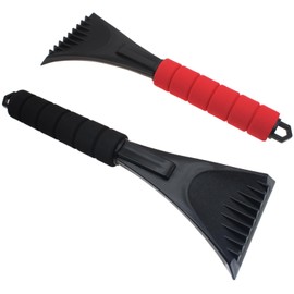 LBTODH 2PCS Window Scraper Plastic Snow Removal Accessories with Foam Handle for Cars Trucks Windshield (Red-Black)