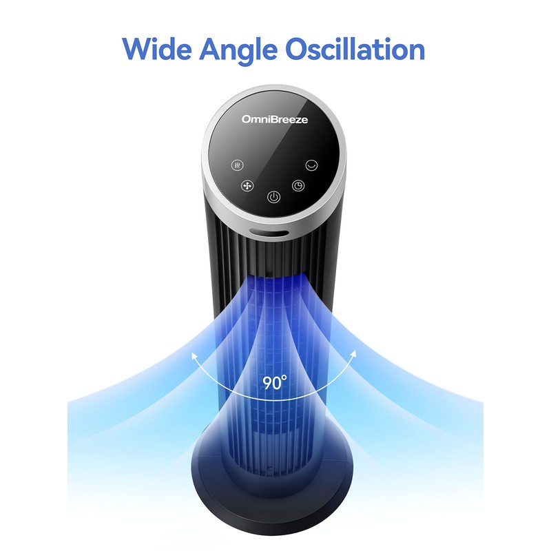 OmniBreeze Digital Electric Tower Fan, with Remote Control, LED Display,