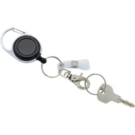 ID Card Holder Key Ring, Strong Spring and Tear-Resistant Cord for Keys or ID with Belt Clip, Key Ring and Clip Hook