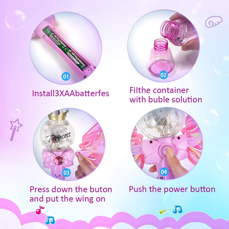 Electric Bubble Machine Fairy Bubble Wand Bubble Blower for Girls