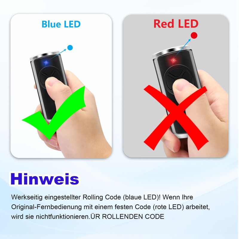 Wvoillty 868 MHz Handheld Transmitter Compatible with Hörmann, Garage Door