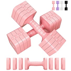 16 LB Dumbbells Sets Adjustable Dumbbell Set Hand Weights for Women Men Free Weights Dumbbells Set Exercise Fitness dumbbell sets of 2 for Home Gym Workout Strength Training Equipments Pink
