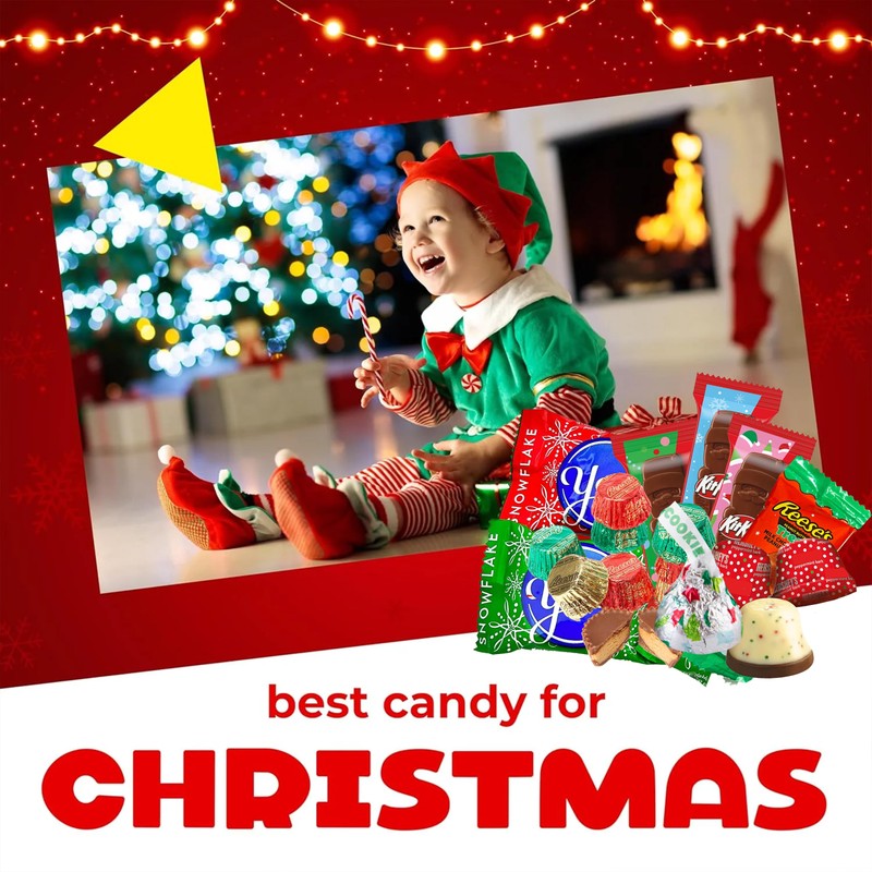 Bulk Christmas Chocolate Mix, 5 Lb Individually Wrapped Holiday Candy,