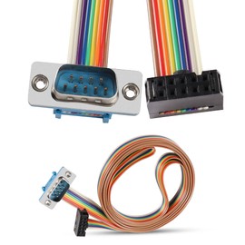 PNGKNYOCN DB9 to 10-Pin IDC Serial Cable,RS232 Male to IDC 10Pin (2x5) Female HeaderRibbon Connector Adapter Flat Rainbow Cable（1.8m）