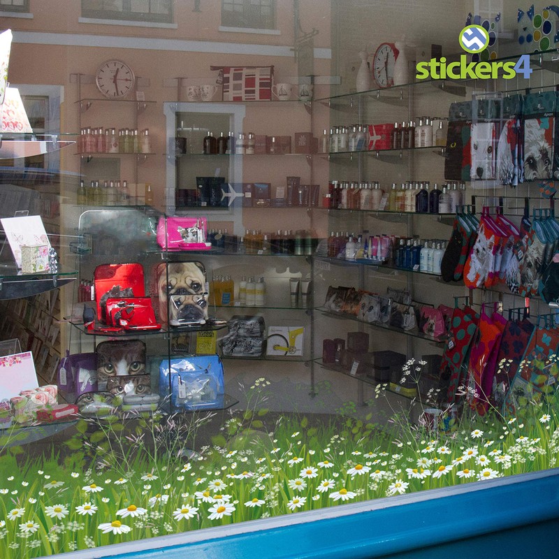 Spring Flower Window Stickers - Daisy and Wild Grass Meadow