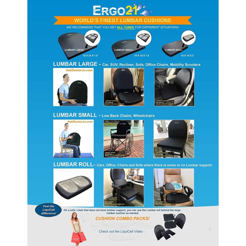 ERGO21 Lumbar Support Pillow for Office Chair, Car, Driving Seat,