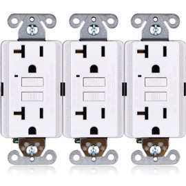 GFCI Outlet 20 Amp [3-Pack], ETL Listed, Non-Tamper-Resistant GFI Duplex Receptacles with LED Indicator, Self-Test Ground Fault Circuit Interrupter, White, 3 Piece