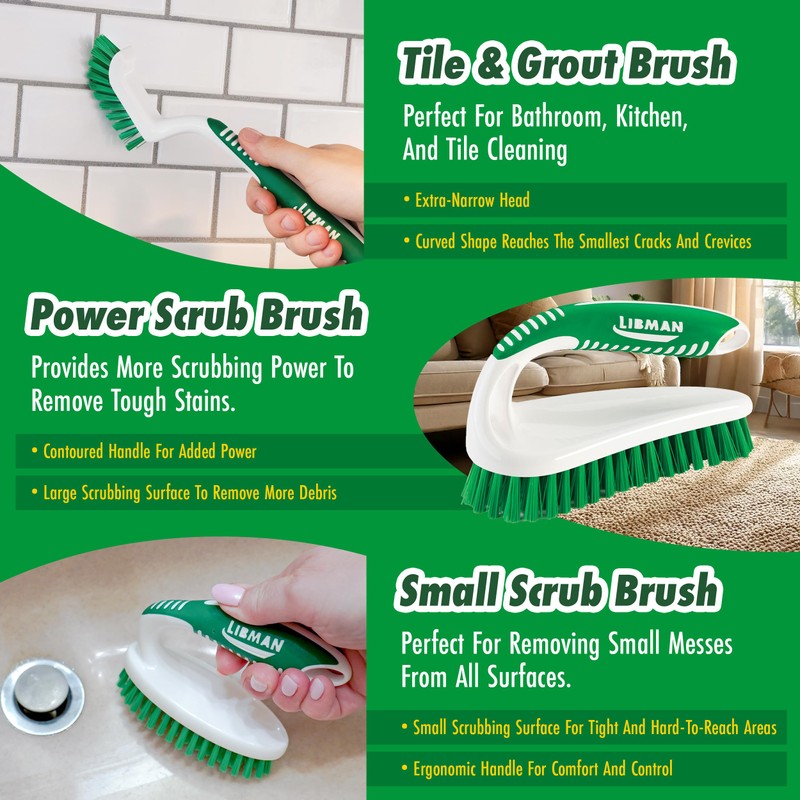 Libman Scrub Brush Kit | Cleaning Brush | Tile &