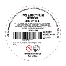 Blue Squid Pro Make-Up Face Paint and Body Paint - Neon Sky Blue (30 g), Face and Body Paint for Adults, Children, Fancy Dress and SFX