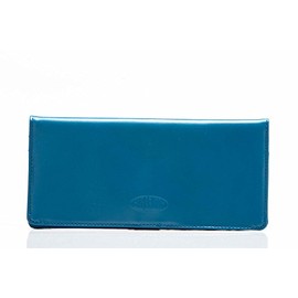 Big Skinny Women's Executive Leather Bi-Fold Checkbook Slim Wallet, Holds Up to 40 Cards, Ocean Blue