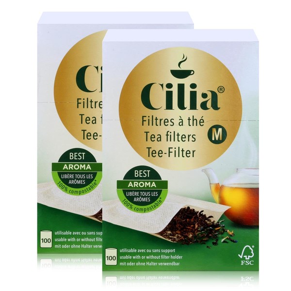 CILIA® Tea Filter Pack of 100 Size M Can be Used with/without Holder (Pack of 2)