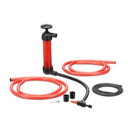 Relaxdays Oil Siphon, Manual Transfer Pump for Gasoline, Decanting Pump with 3 Tubes, Air Pump Attachments, Red