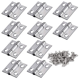 Adiyer 10pcs 304 Stainless Steel 1-inch Folding Butt Hinges Small Hinges Mini Door Hinges for Case Wooden Jewelry Box Lid Crafts (25mm x 24.5mm x 1mm)